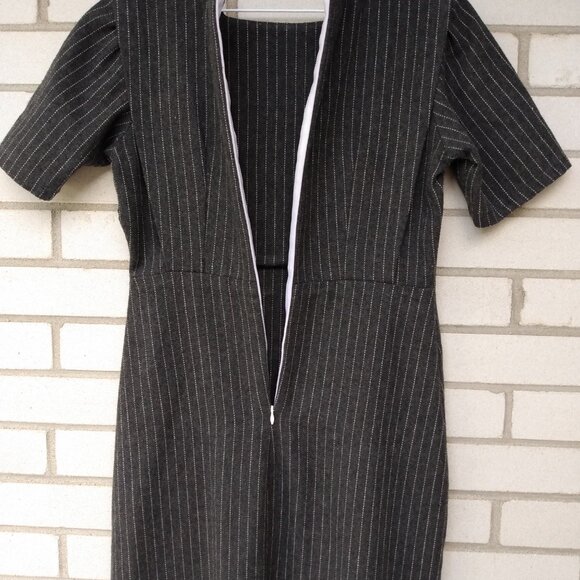 Amish Mennonite Cape Dress 34" Bust 29" Waist Handmade Gray Wool Pinstripe - Picture 10 of 10